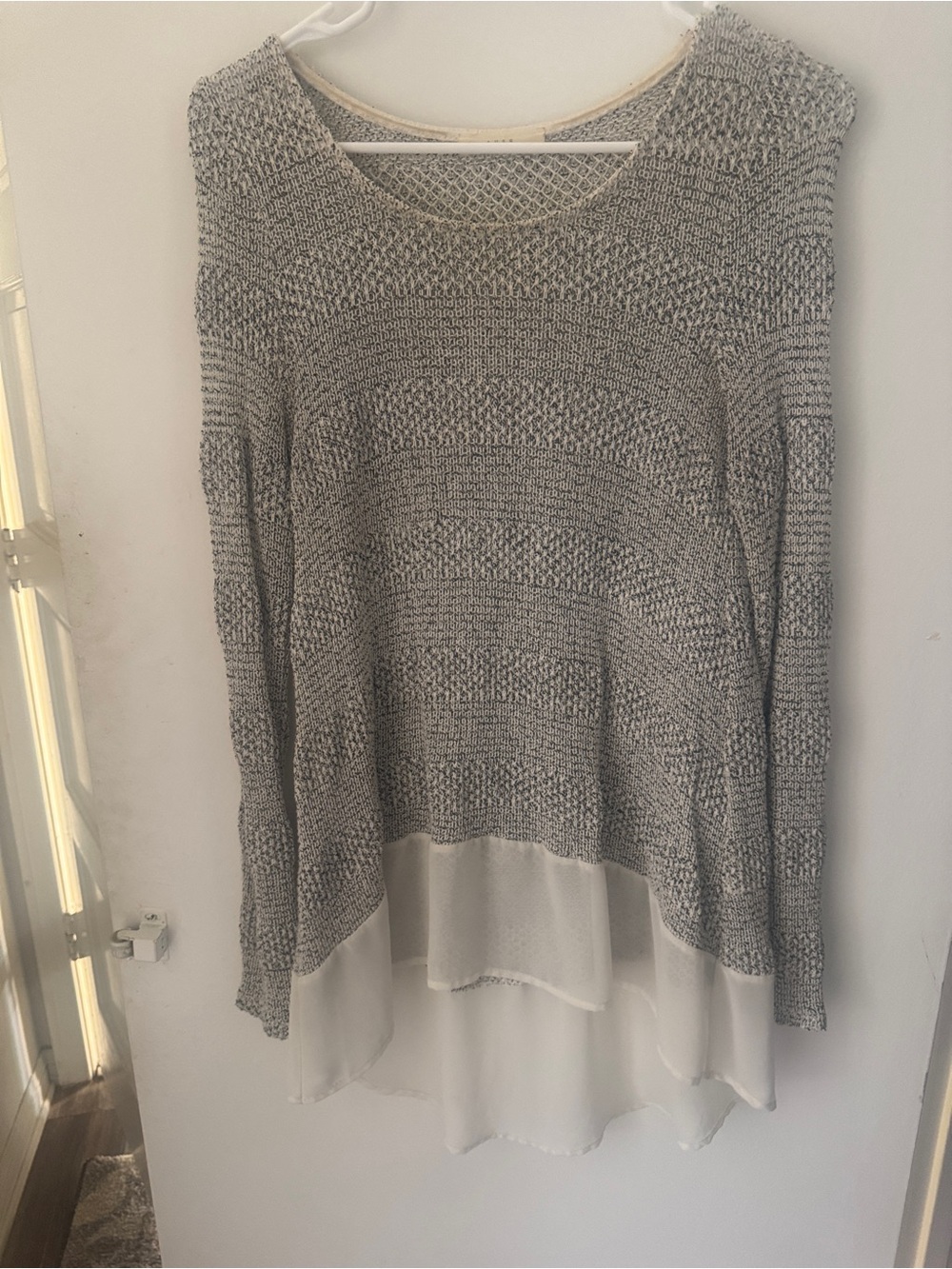 Gray Layered Knit Sweater Top by